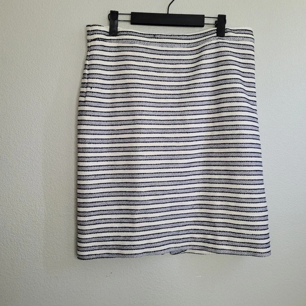 J CREW Womens Straight Pencil Skirt Size 12 Multi Striped Knit Cotton Zipper